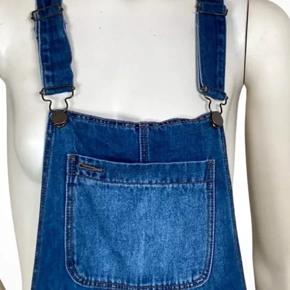 Just Fab Womens Distressed Denim Bib Overalls Size 27 Blue Adjustable Straps - Picture 2 of 4
